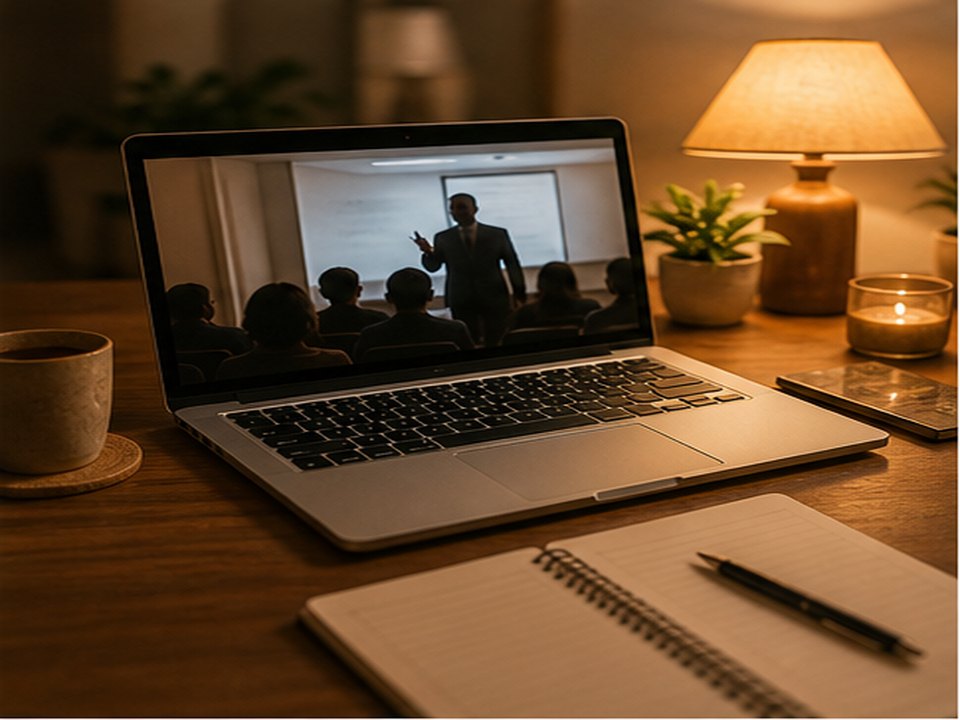 Laptop setup for attending the live webinar from home